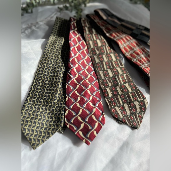 Vintage Silk Necktie 4" Tie  LOT OF 5 Art Deco Abstract Geometric USA - Picture 3 of 11